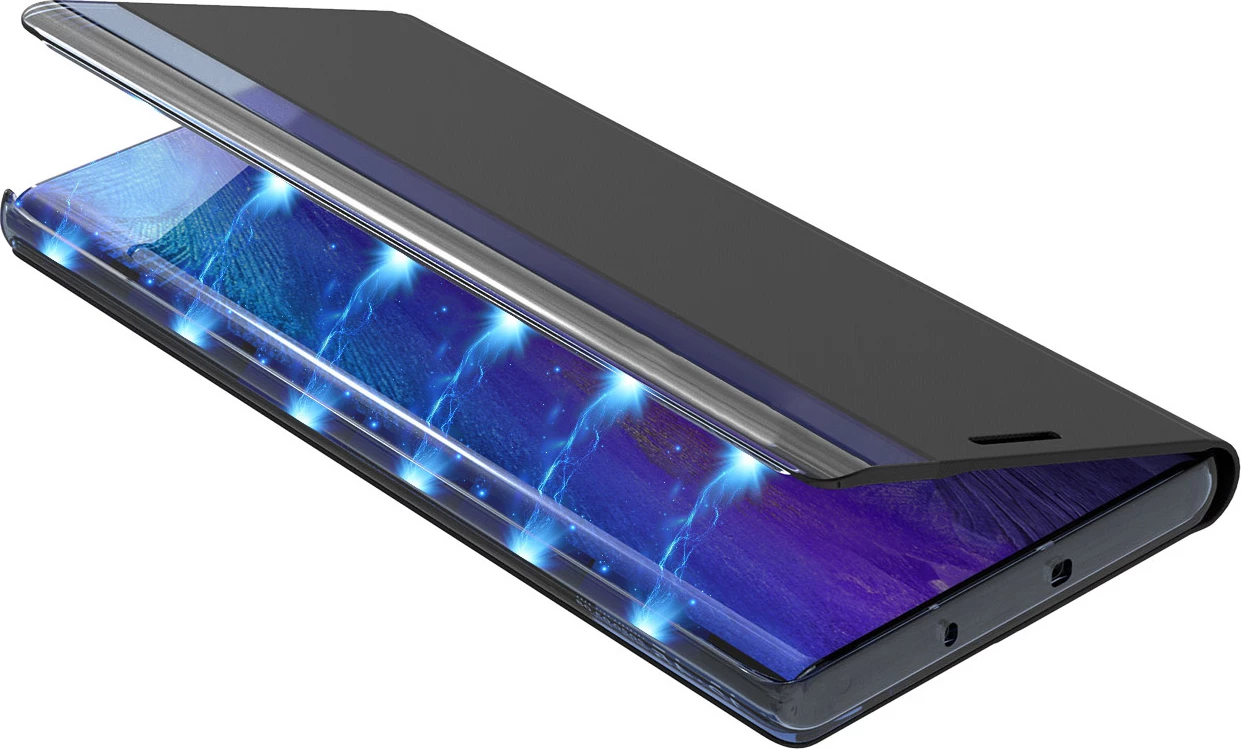 Mbështjellës Hurtel Sleep Case bookcase me smart window për iPhone 13 Pro, kaltër