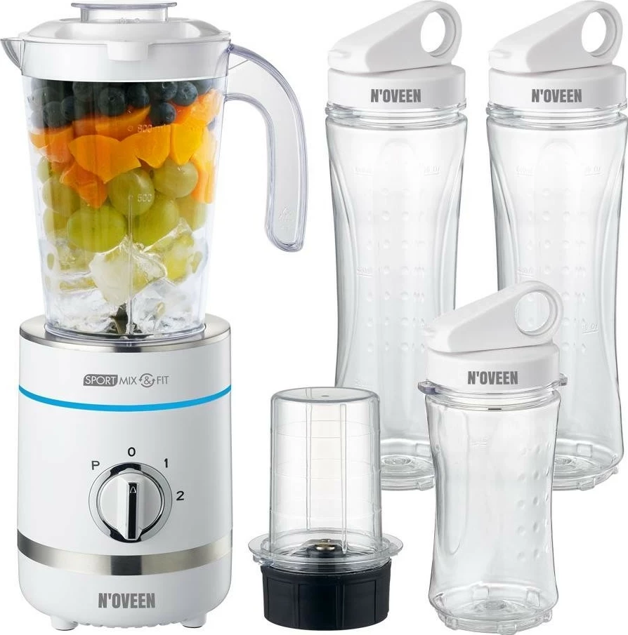 Blender N'OVEEN Sport Mix & Fit SB2100, 500W, 0.8L, bardhë