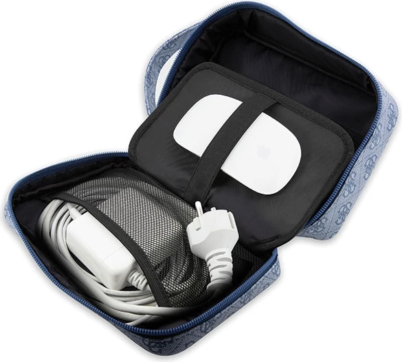 Çantë organizer Guess 4G Printed Stripes, poliester/nylon, kaltër