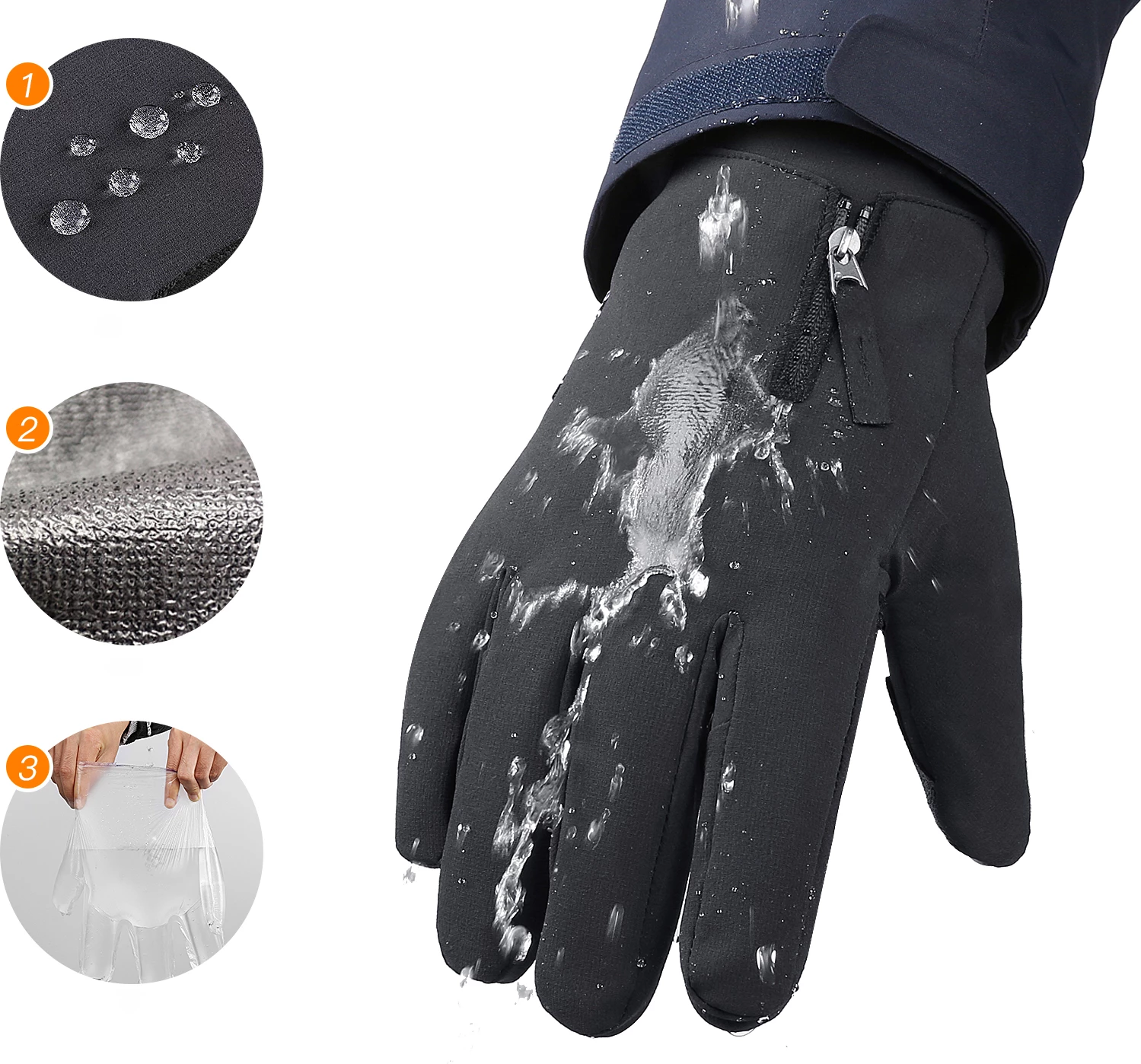 Doreza sportive Hurtel për telefon, dimërore, antirrëshqitëse, për çiklizëm, e zezë, L