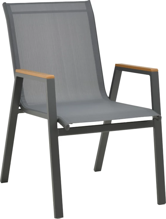 Tavolinë me karrige Nares-Azelie C set prej 5 copash alumini dhe tekstileni me dru natyral 140x80x72.5cm