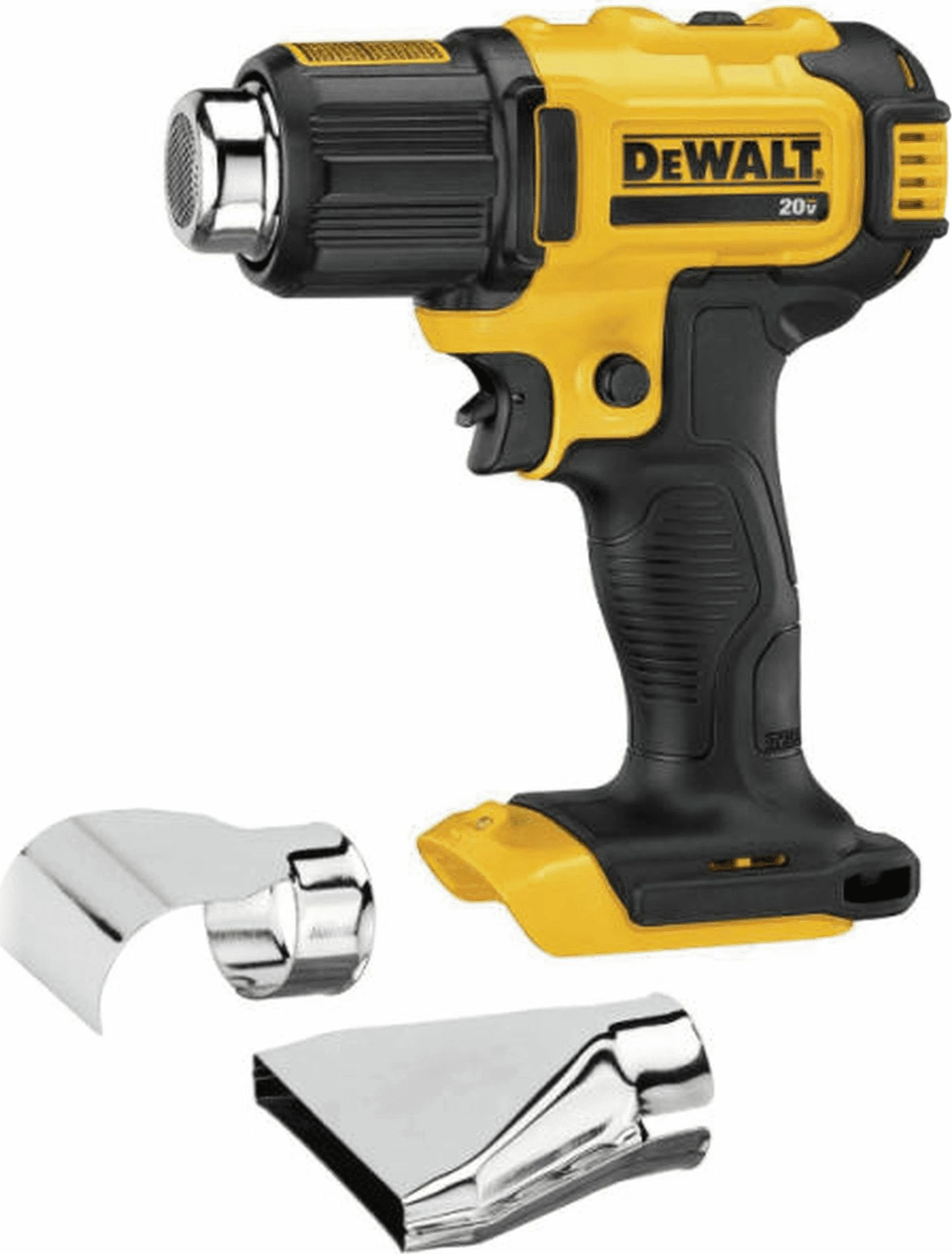 Pistoletë ajri të nxehtë DeWalt DCE530N XR 18V, 290-530°C, pa bateri/pa karikues, 2 gryka, e verdhë/zezë