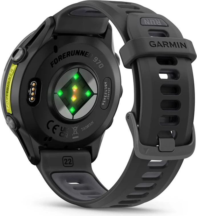 Smartwatch Garmin Forerunner® 970 Carbon Gray DLC Titanium (Black Case, Black/Translucent Whitestone Strap)
