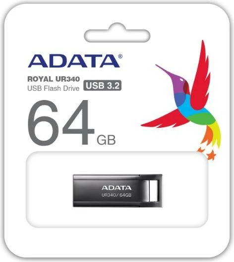Pendrive Adata UR340, 64GB, USB 3.2 Gen 1, e zezë