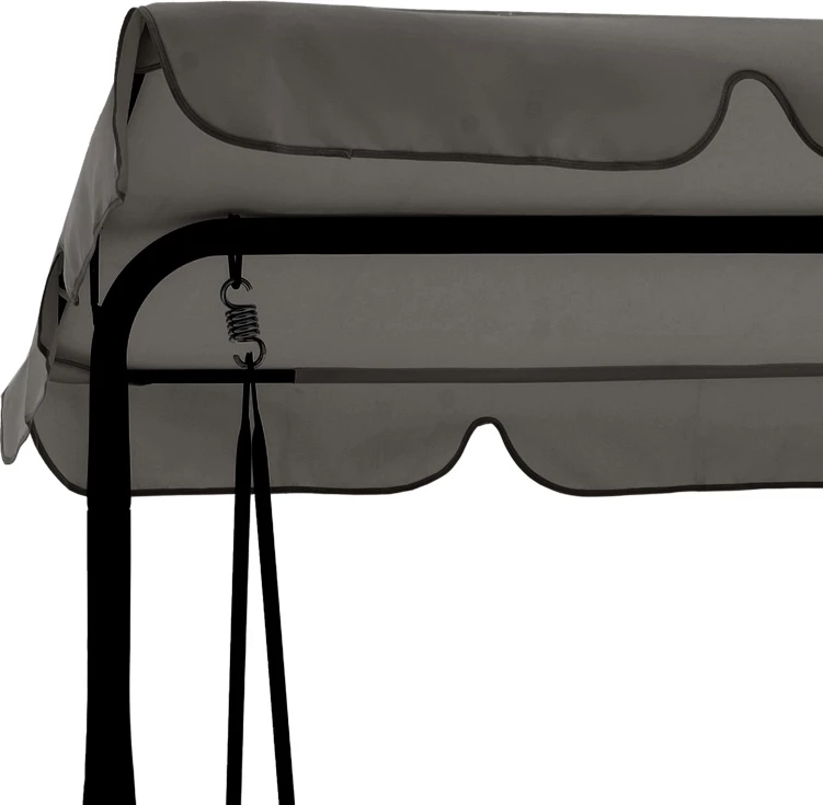 Shilte për kopsht metalike, ngjyrë e zezë, pëlhurë gri, 170x110x153cm