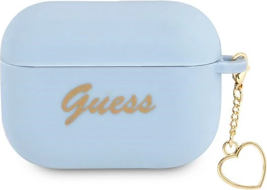 Mbështjellës Guess GUAPLSCHSB për AirPods Pro, Charm Heart Collection, silikon, kaltër