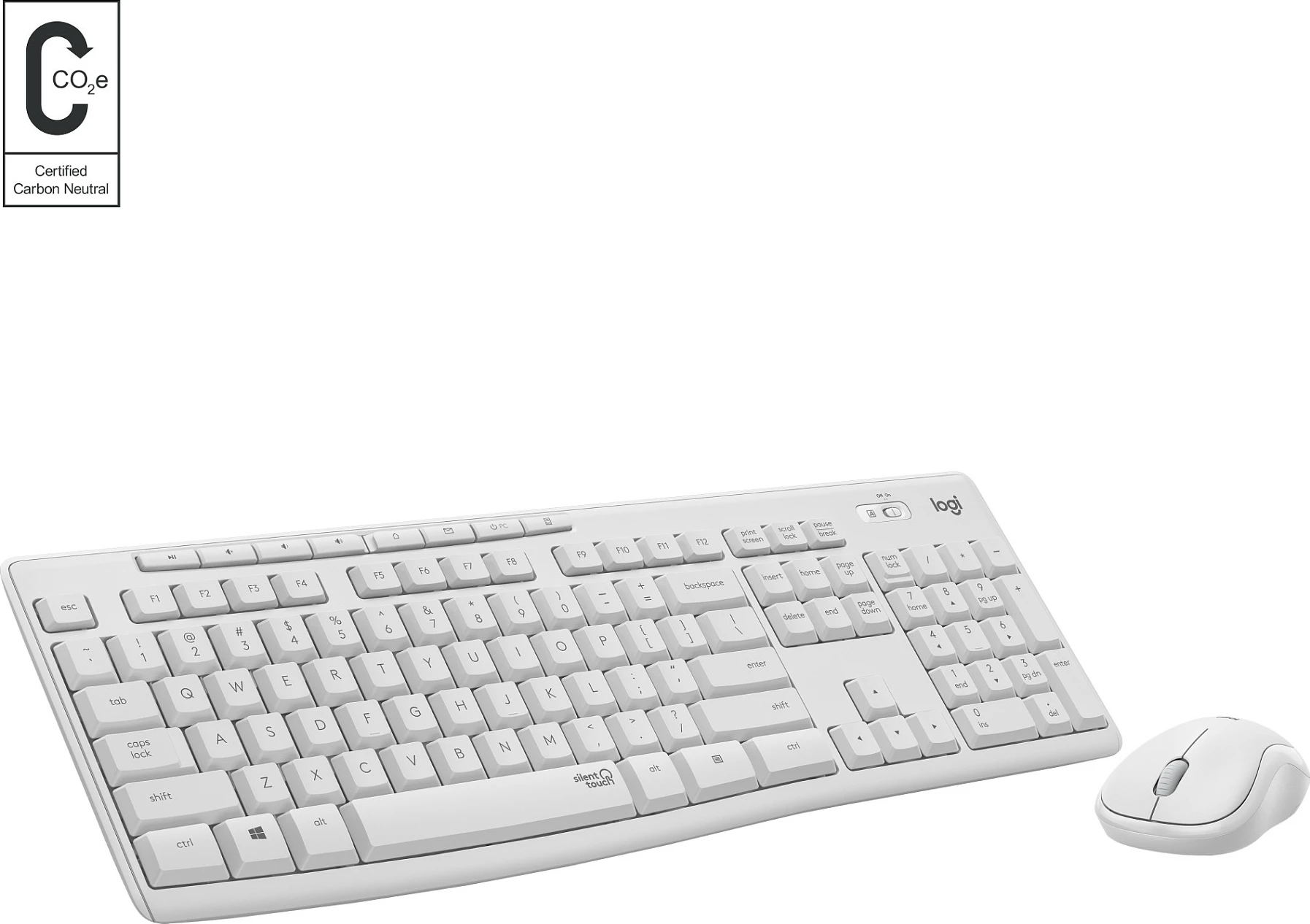 Set tastierë dhe maus Logitech MK295 Silent Wireless Combo, pa tela, e bardhë