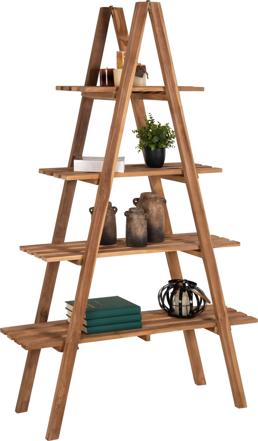 Raft librash STAM, dru teak, ngjyrë natyrale, 120x33x180H cm