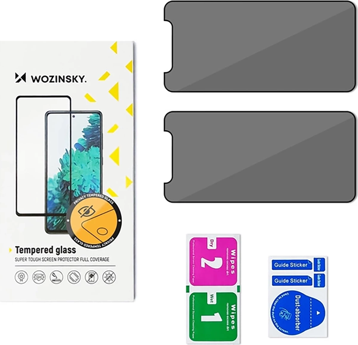 Xham mbrojtës privatësie Wozinsky Privacy Glass për Xiaomi Redmi Note 14 5G / Note 14 4G, 2 copë, i zi