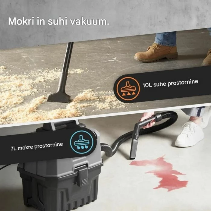 Fshesë me korrent VONHAUS 3500391 për të lagësht dhe të thatë, 1200 W, rezervuar 15 L, funksion fryrje, gri/zezë