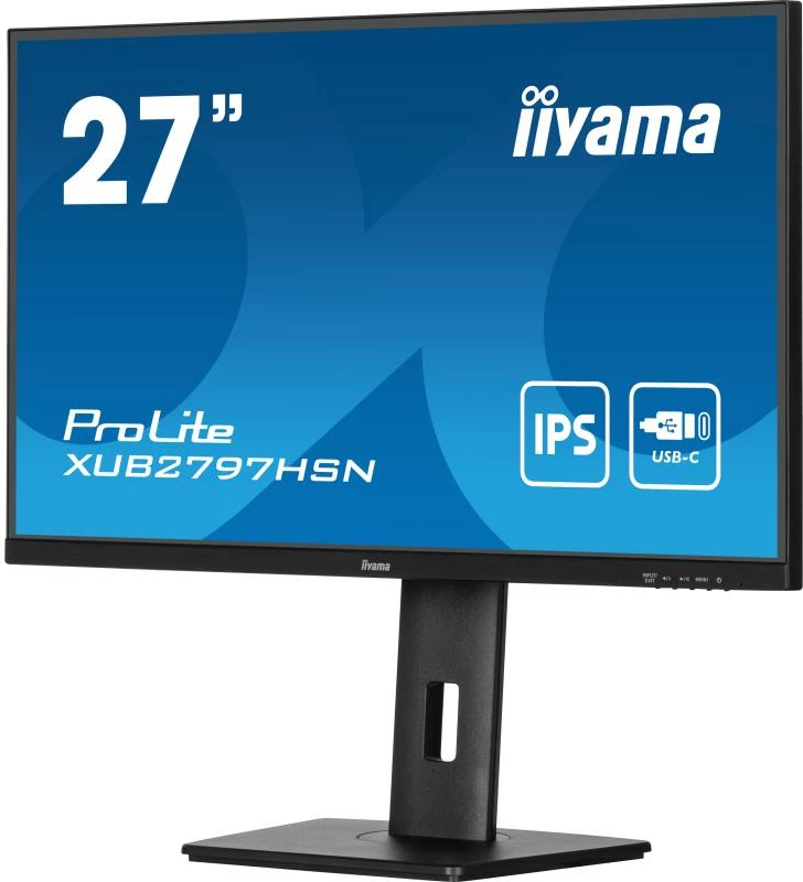 Monitor, iiyama ProLite XUB2797HSN-B2 27" IPS USB-C dock me rrjetë LAN dhe DisplayPort-out, lartësi e rregullueshme, e zezë