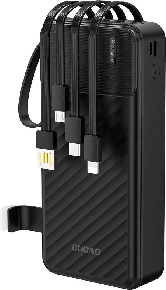 Powerbank Dudao K11 Pro 20000mAh me kabllo të integruara, e zezë