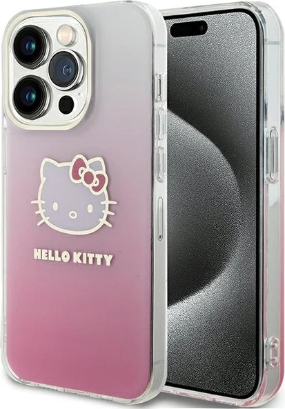 Mbështjellës Hello Kitty IML Gradient Electrop Kitty Head për iPhone 14 Pro Max, rozë