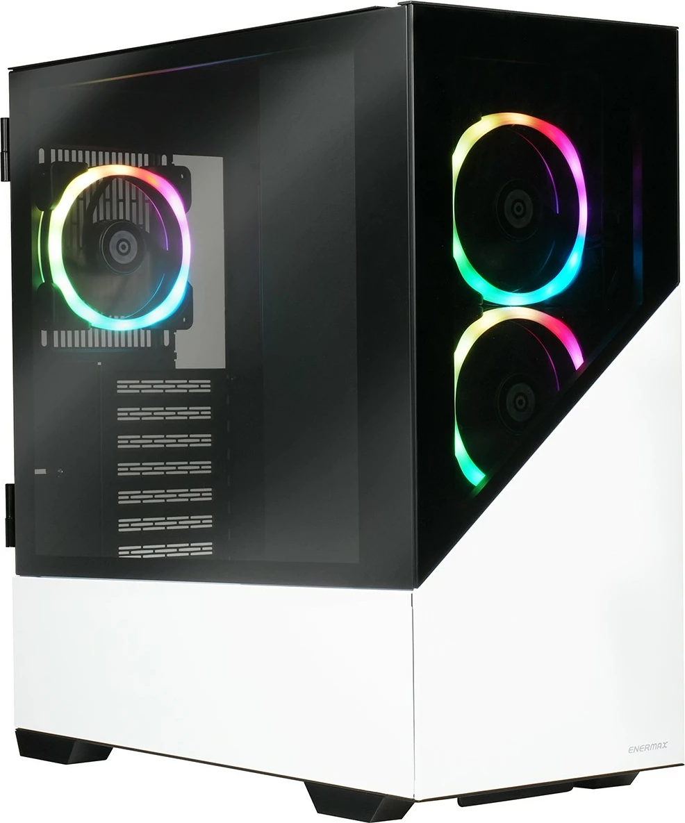 Kasë Enermax ENERMAXK8 ARGB Snow White Black, Midi Tower, ARGB, xham i temperuar, e bardhë