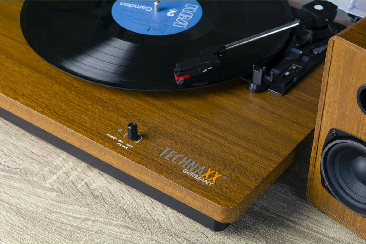 Gramafon Technaxx TX-188 me Bluetooth, 2 altoparlantë stereo, dru