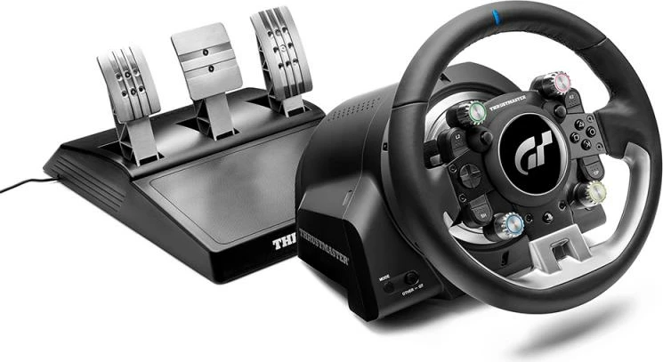 Timon garash Thrustmaster T-GT II, GT Wheel + Base, për PS5/PS4/PC, Force Feedback 40W, USB/Bluetooth, pack pa pedale, i zi