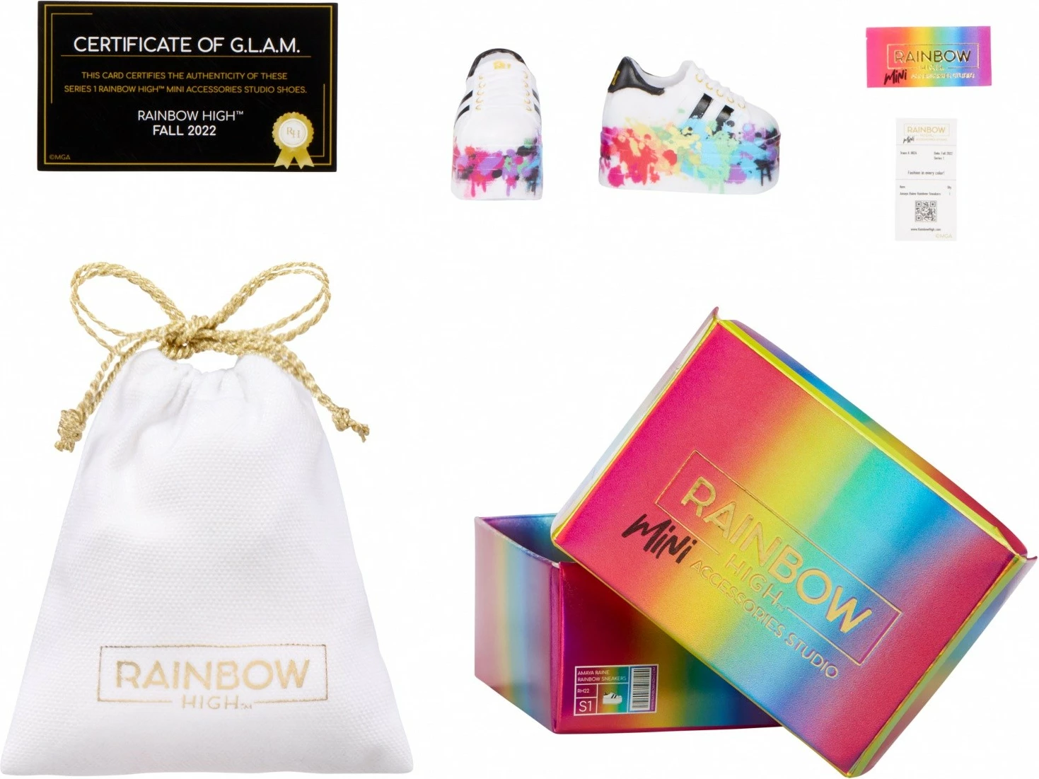 Set këpucësh për kukulla Rainbow High, MGA, 27 copë, shumëngjyrëshe