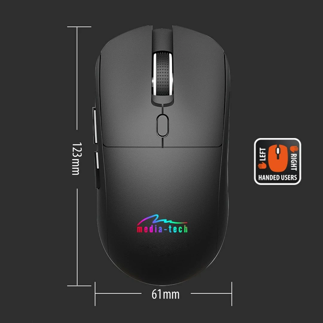 Maus wireless 2-në-1 Media tech MT1124, 3200 DPI, 6 butona, i zi