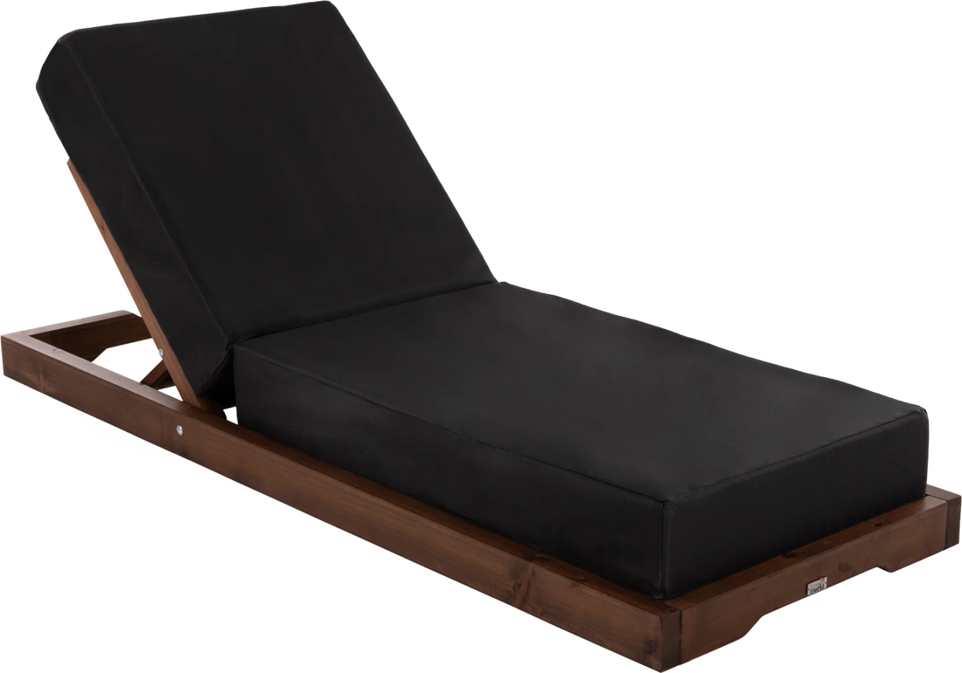 Shezlong profesional për plazh IKARIA LOW FH10622.01 dru pishe ngjyrë arre-tekstilene e zezë-jastëk 20cm i trashë