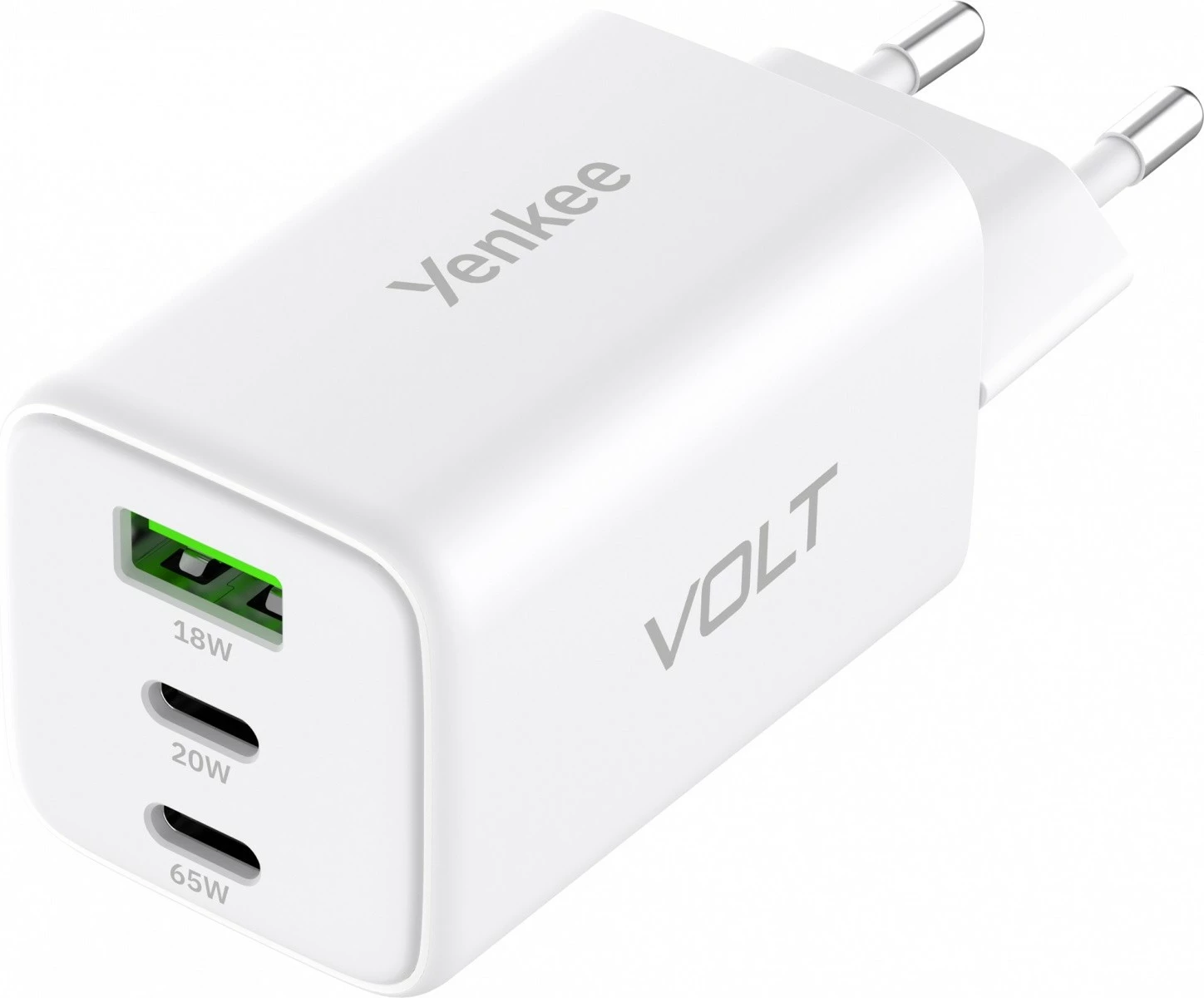 Karikues rrjeti YENKEE YAC G65 VOLT, 65W, 3xUSB, i bardhë