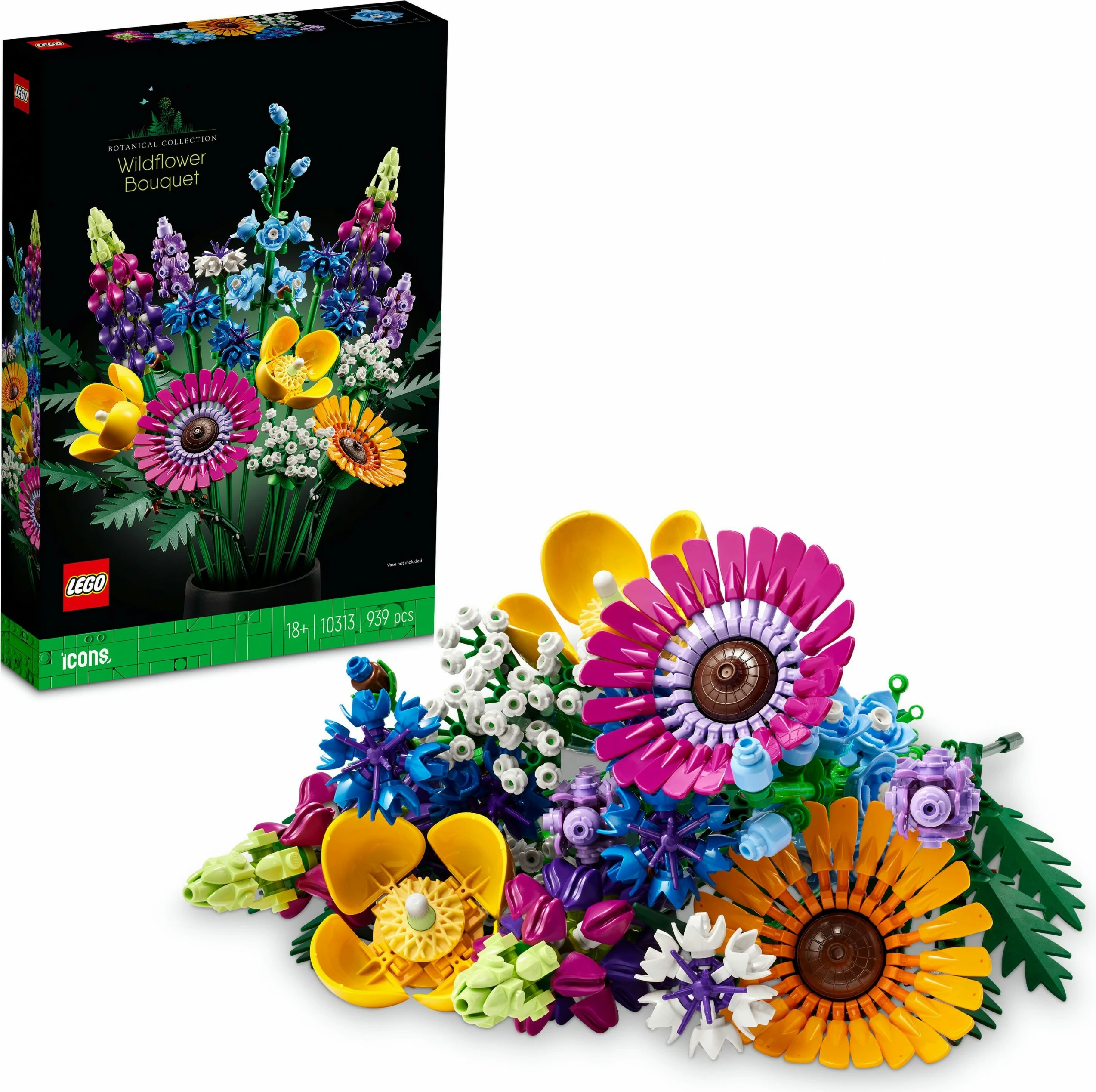 Set ndërtimi LEGO ICONS Wildflower Bouquet, 939 copë, shumëngjyrësh