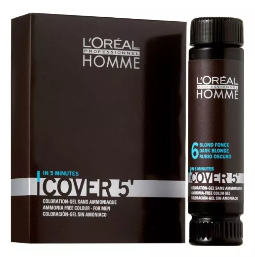 Ngjyrë për flokë për meshkuj L'Oréal Professionnel Homme Cover 5’ Nr. 6 Dark Blonde, 3 x 50 ml