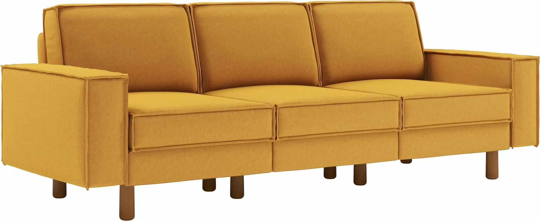 Divan treshe Atelier del Sofa, ngjyrë mustard, këmbë druri walnut, Sparrow Extra 3