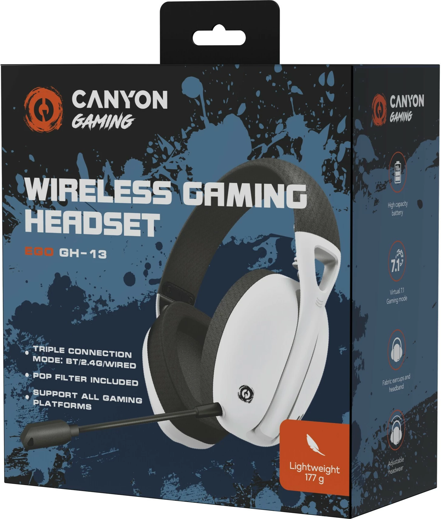Kufje Canyon GH-13 Ego, Bluetooth, Wireless/Wired, USB-C, 7.1, bardhë