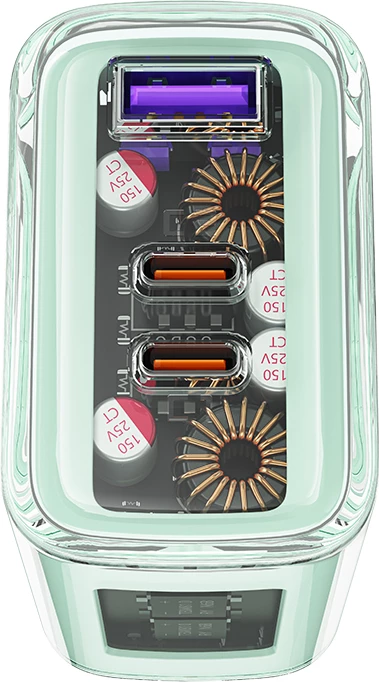 Karikues Acefast A45, GaN, 65W, 3 porta (1x USB, 2x USB-C), rozë