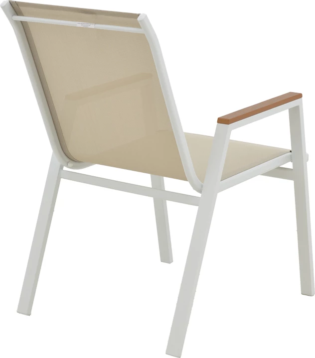 Tavolinë me karrige për terasë Nares-Azelie B set prej 7 copë ngjyrë e bardhë alumini dhe dru i përbërë në hije natyrale 180x90x72.5cm