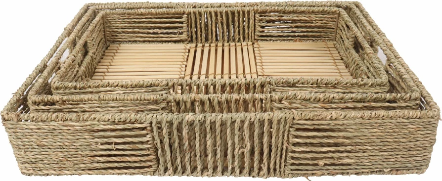 Set tabakash THASOS, 3 copë, 45x35x8cm, kashtë deti, natyrale