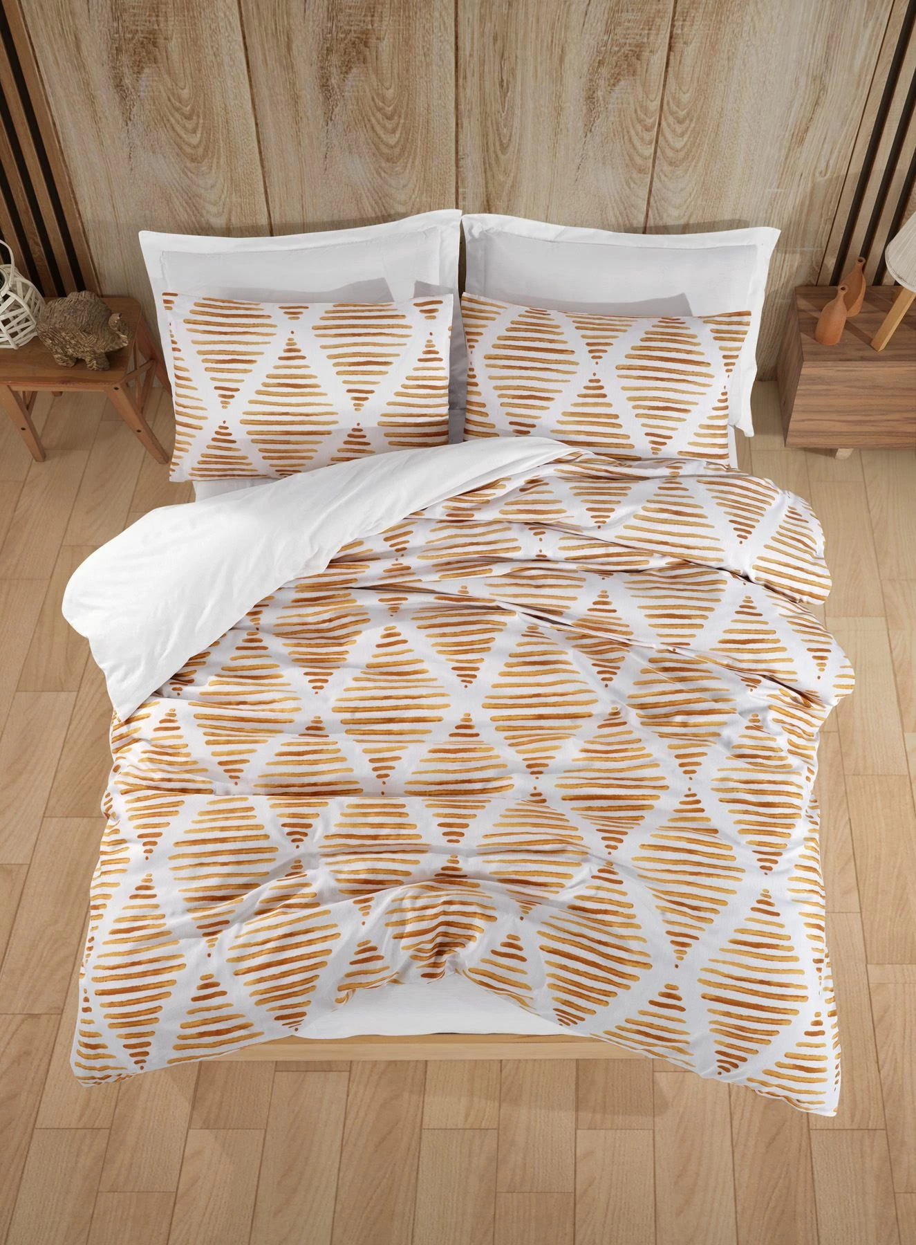 Set mbulesë për jorgan dopio Segment, ngjyrë mustard, L'essentiel