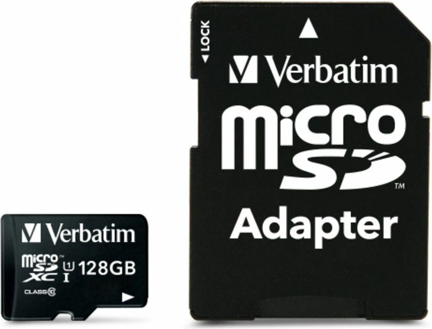 Kartë memorie microSDXC Verbatim Premium 128GB Class 10 UHS-I/U1 (44085), me adapter, e zezë