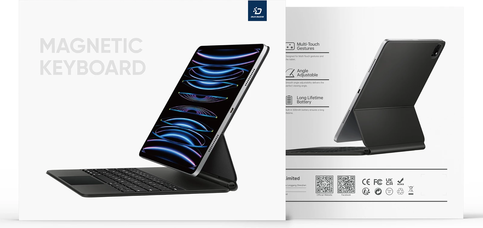 Mbështjellës me tastierë Bluetooth Dux Ducis MK Series për iPad Pro 11" (2024), i zi