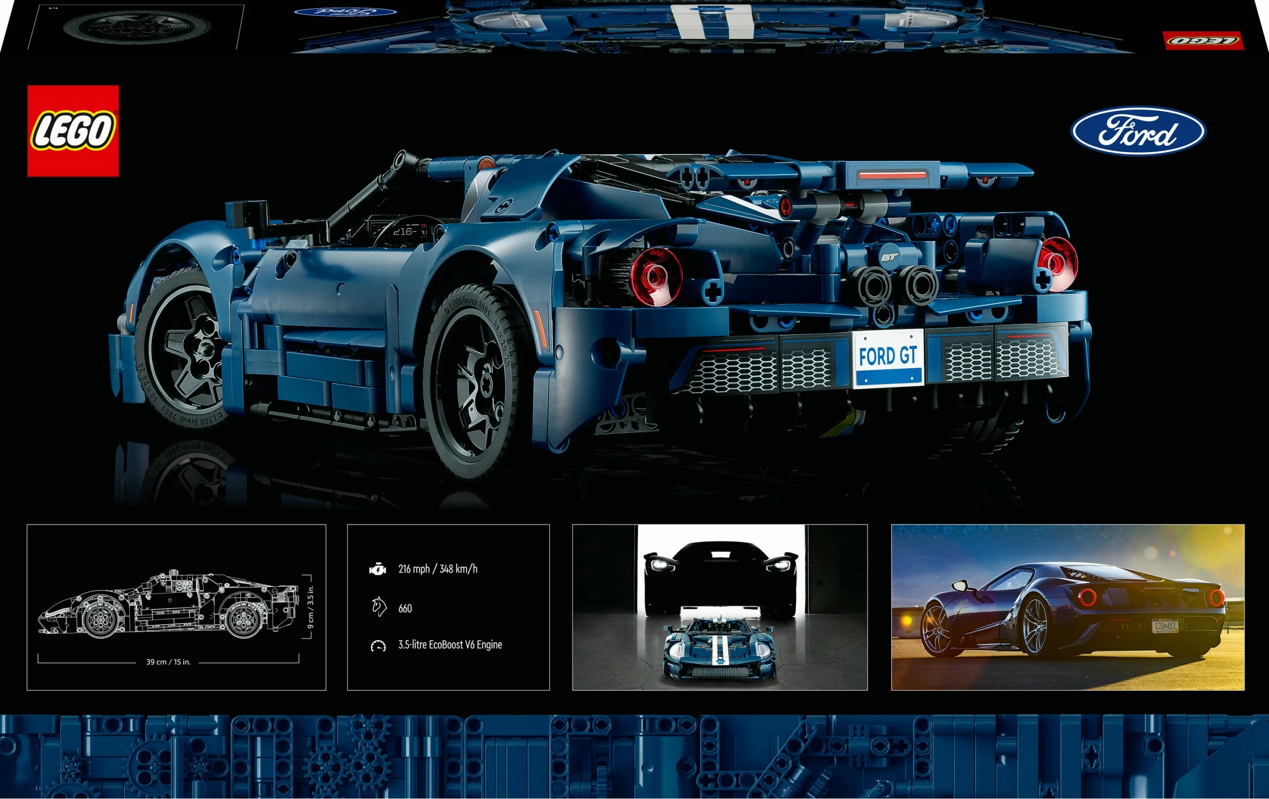 Set ndërtimi LEGO Technic 2022 Ford GT, 1468 pjesë, shumëngjyrësh
