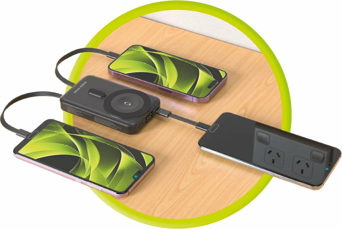 Powerbank wireless magnetik Mobile Origin PB11 10000mAh 20W me MagSafe, kabllo USB-C & Lightning të integrume, karikim Apple Watch, e zezë