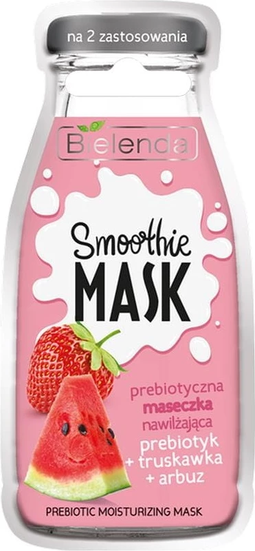 Maskë fytyre për femra Bielenda Smoothie Mask Prebiotic Moisturizing me luleshtrydhe dhe shalqi, 10g