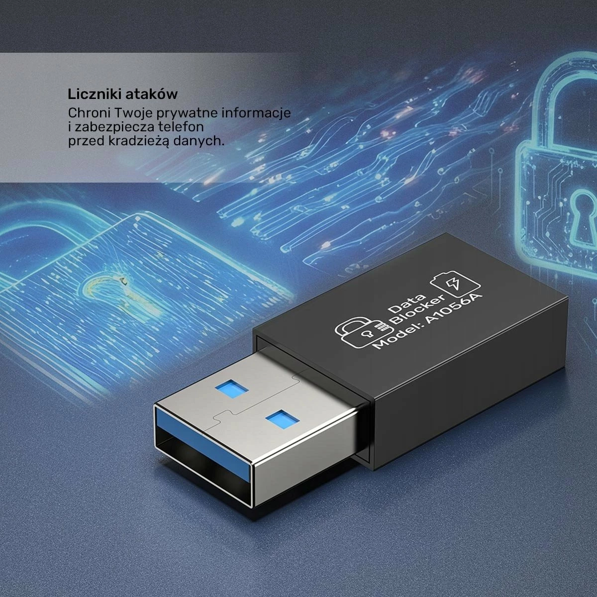 Adapter USB-A bllokues të dhënash Unitek A1056ABK01, i zi