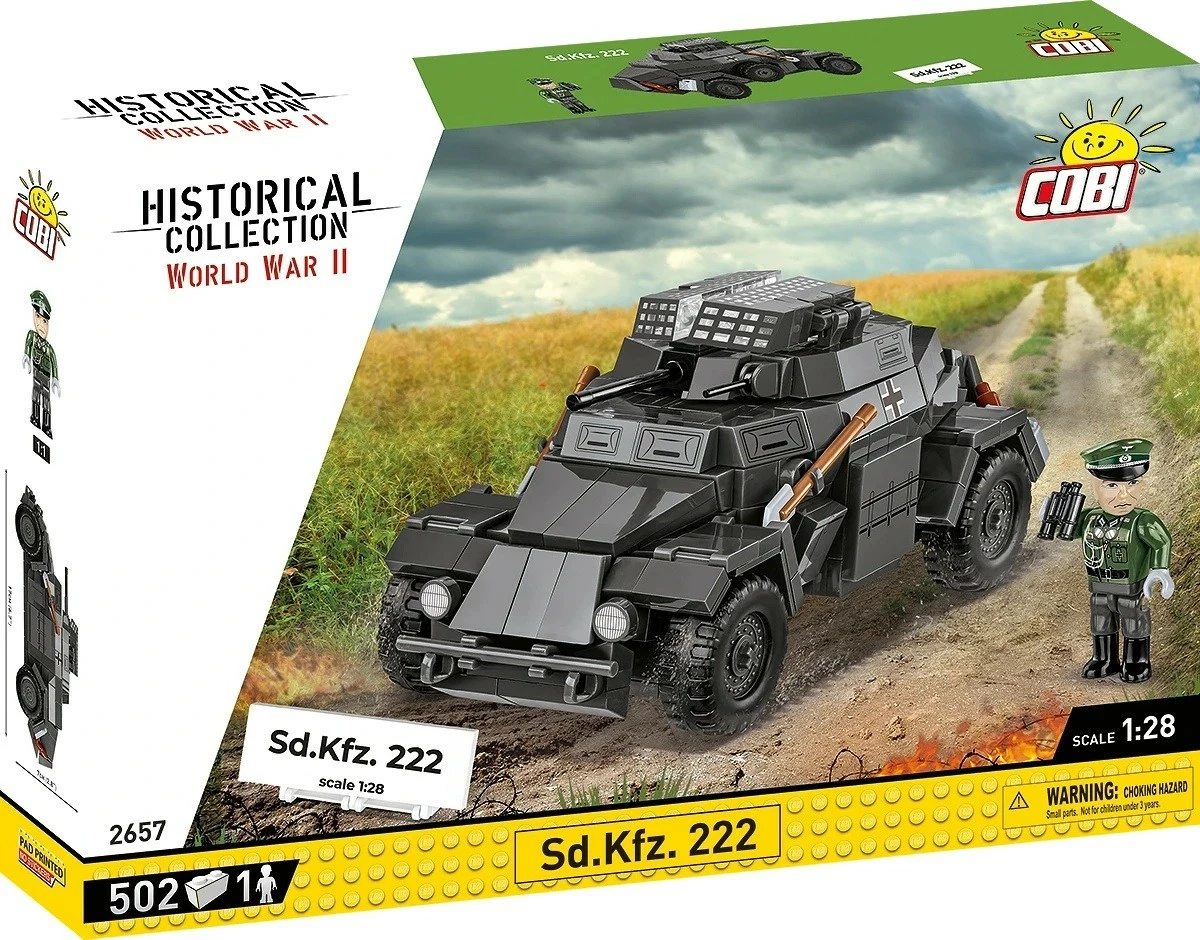 Set blloqesh Cobi Klocki Sd.Kfz. 222, 502 pjesë, me figurë, gri