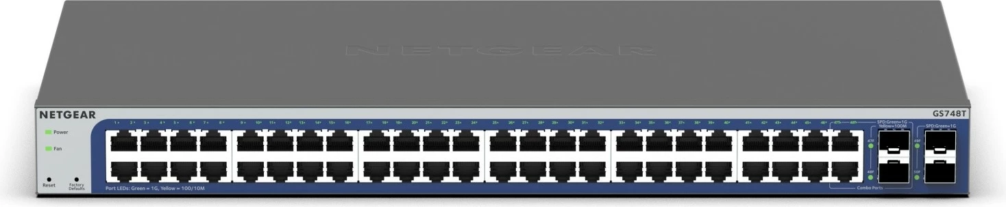 Switch i menaxhuar Netgear GS748T-600EUS, 48 porte Gigabit, 4 porte SFP, Rackmount