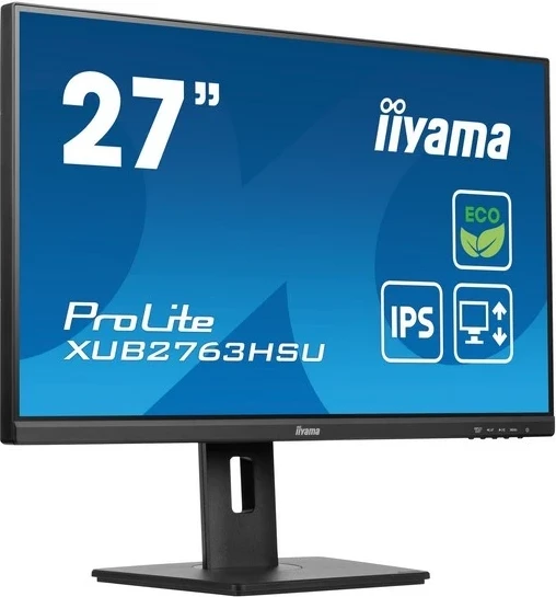 Monitor iiyama ProLite XUB2763HSU-B1, 27 inç, Full HD, IPS, me kabllo HDMI, USB dhe për energji, ngjyrë e zezë