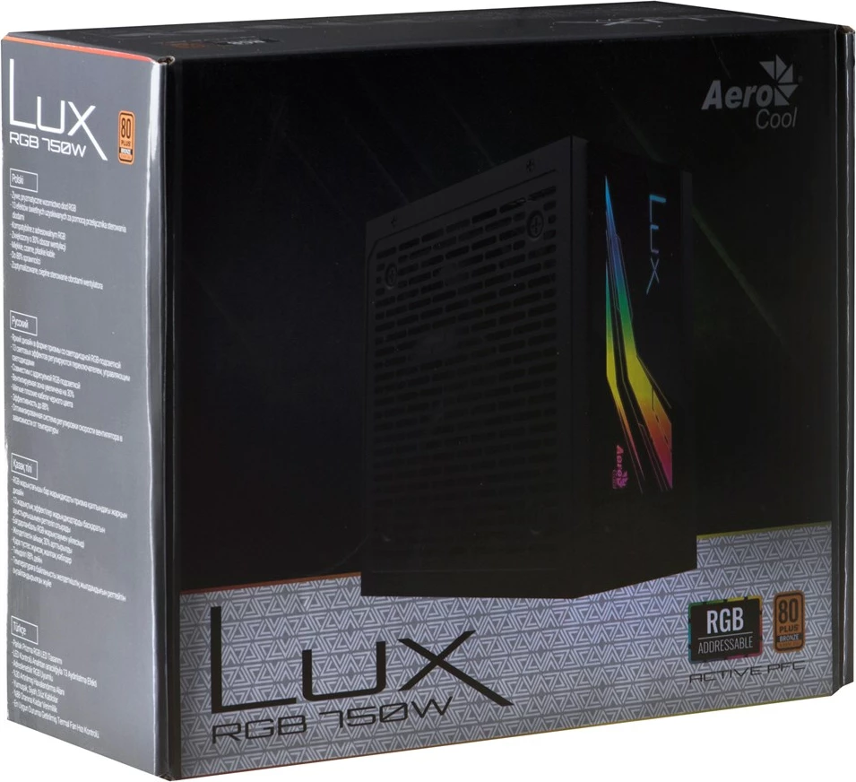 Furnizues energjie Aerocool Lux RGB, 750W, e zezë