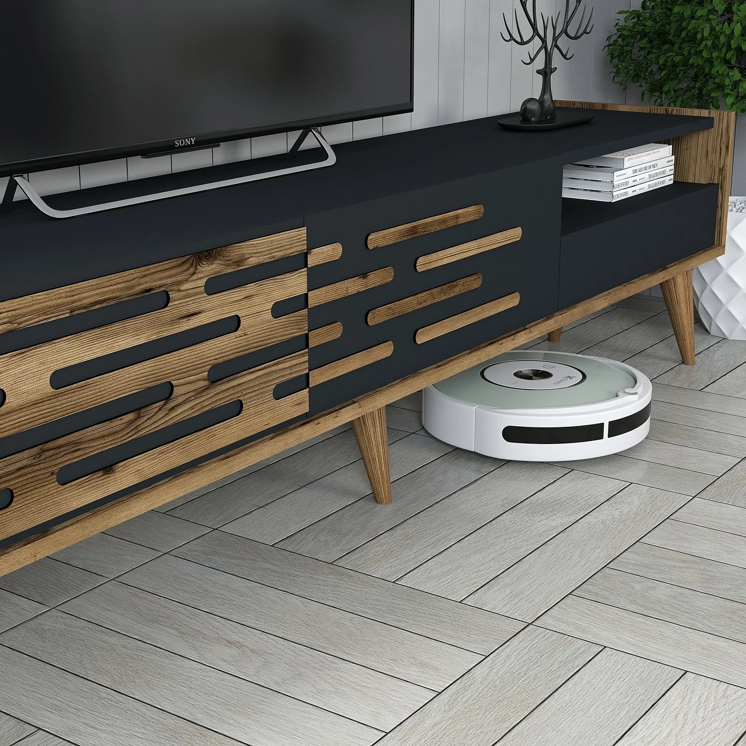 Set komodë TV Hanah Home, Valensiya, ngjyrë arre dhe antracit