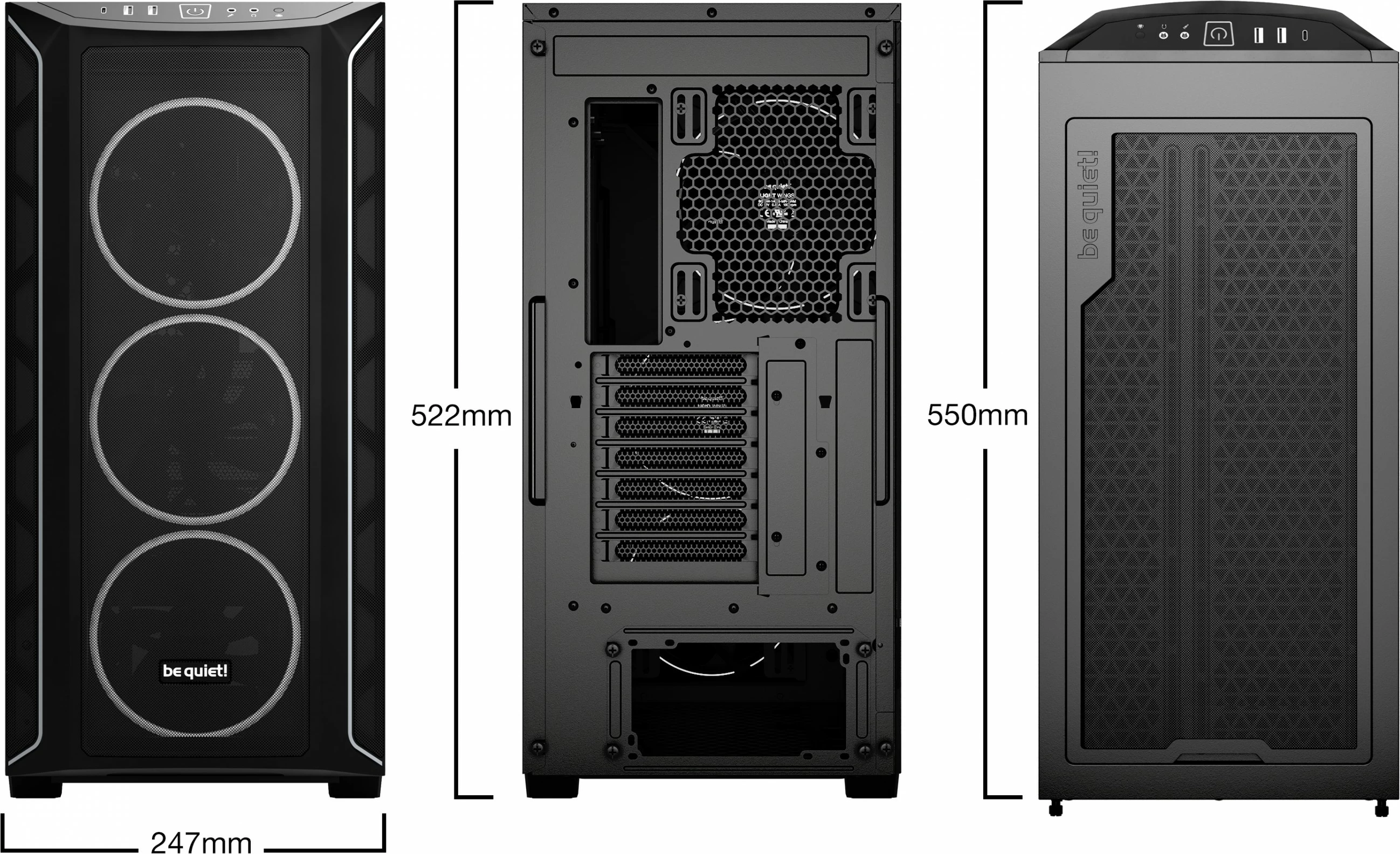 Kasë Be Quiet! Shadow Base 800 FX Black, Midi Tower, PC, ATX, EATX, micro ATX, Mini-ITX, e zezë