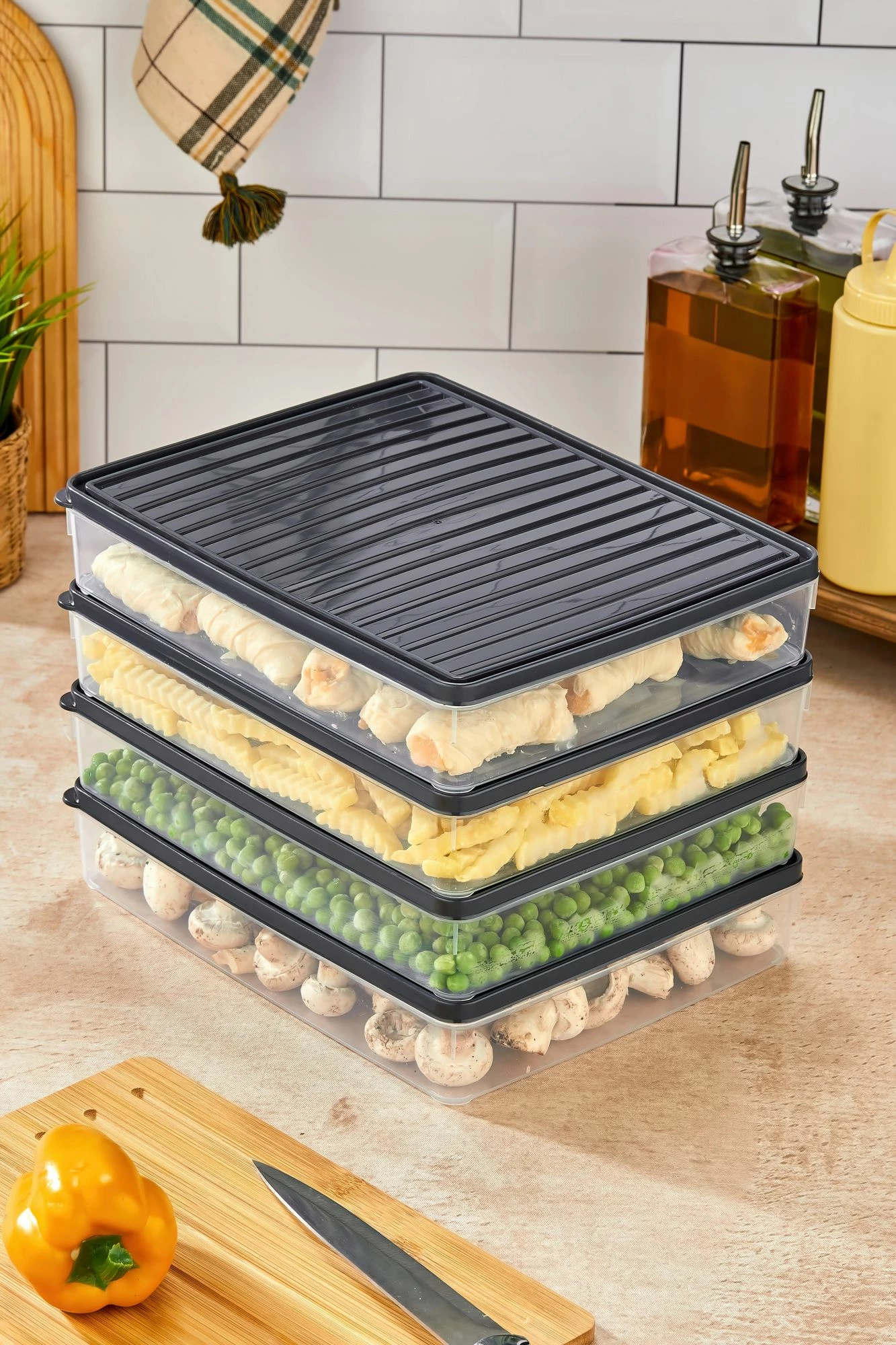 Set kuti plastike për organizim, 4 copë, ngjyrë antracit, VİTABOX4'LÜ-ANTRASİT, 2.8L