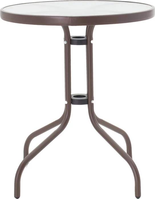 Tavolinë me karrige, ngjyrë kafe, metal dhe xham, Φ60x70cm