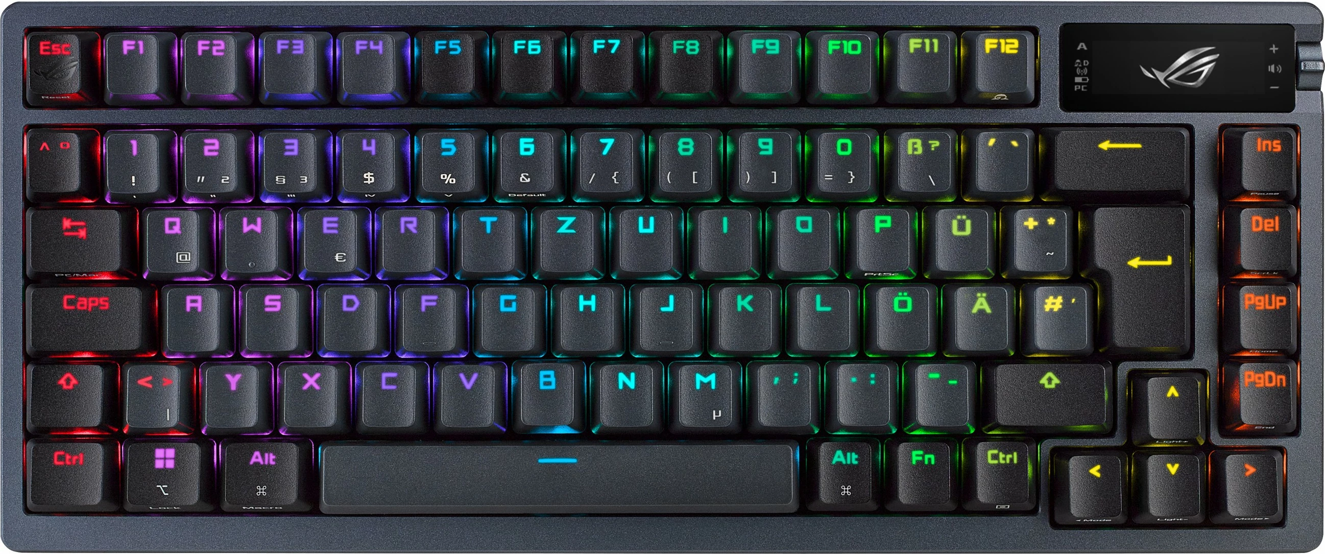 Tastierë mekanike ASUS ROG Azoth, RGB, 75%, OLED, Wired & Wireless, QWERTY, e zezë