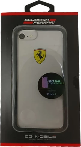 Mbështjellës Ferrari FEHCRFP7BK për iPhone 7/8/SE 2020/SE 2022, transparent/zi