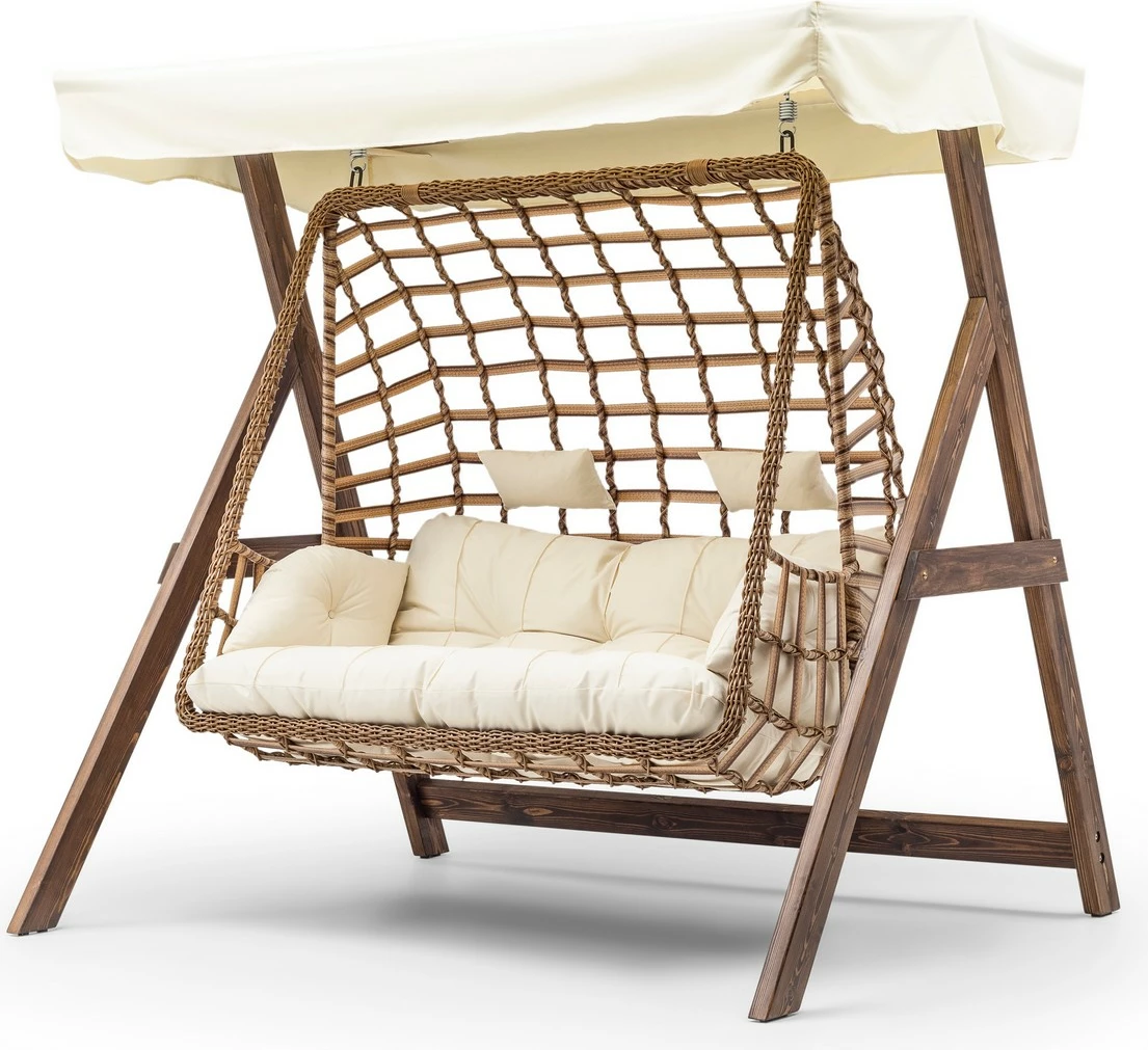 Karrige lëkundëse dyshe për kopsht, Skye Decor, Girne, krem