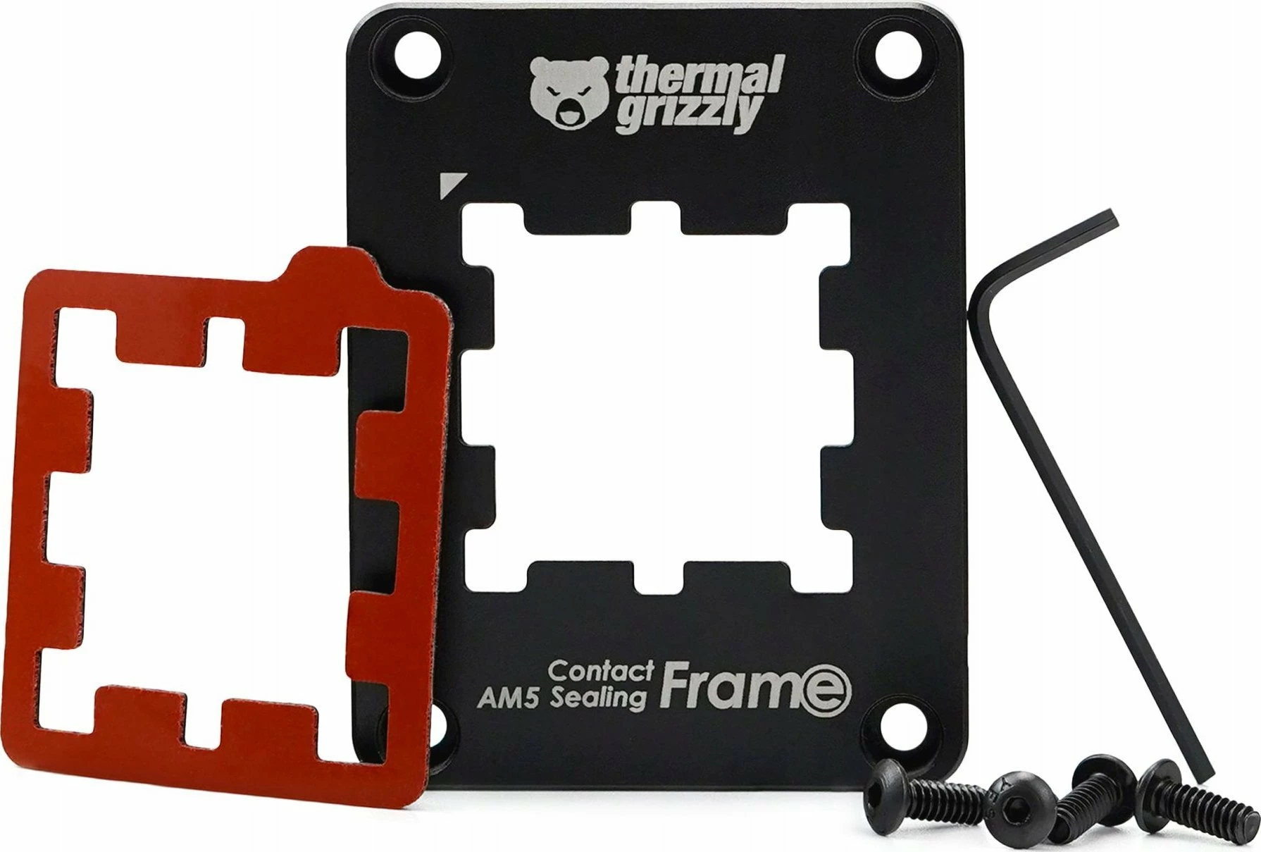 Kornizë kontakti dhe vulosjeje Thermal Grizzly AM5, alumin, me pad silikoni, e zezë, set